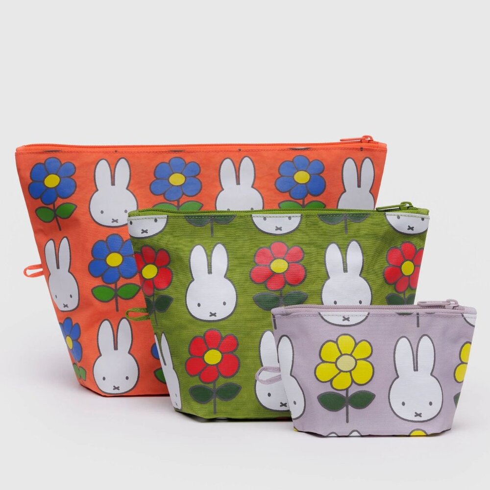 NWT Baggu Go Pouch Set - Miffy (Green Juice, Dusty Pink)
